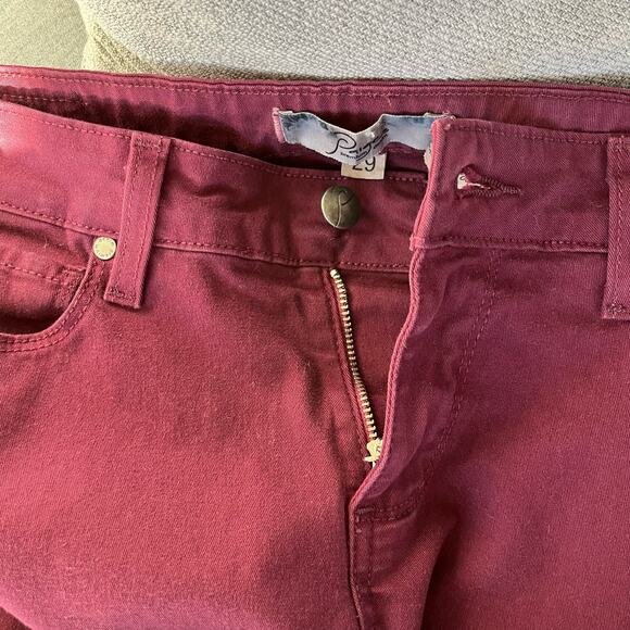 Revolve Paige Burgundy Maroon Denim Low Rise Skinny Stretch Jegging Jean Pant 29 - Picture 8 of 15